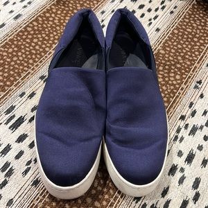 Vince Navy Satin slip on size 10